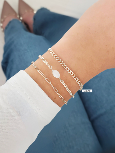 Gold Filled and Sterling Silver Unfinished Curb Bracelet Chain Collection, 3 Style Options