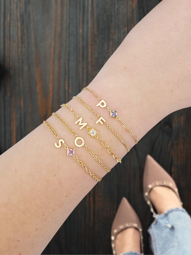 Charity Horizontal Letter Connector Bracelet Charms, 14K Gold Filled