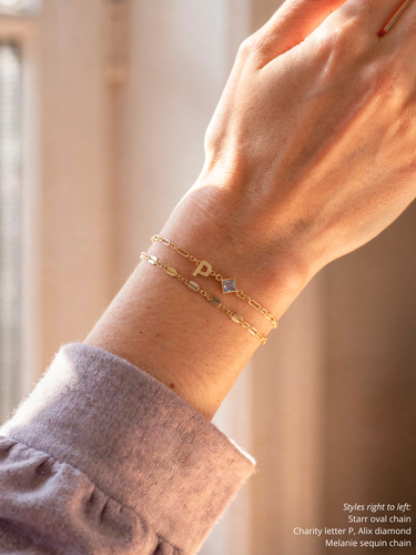 Charity Letter Connector Bracelet Charms, 14K Gold Filled