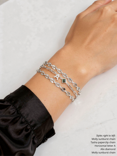 Choose Your Letter Style A-Z Initial Bracelet Charms, 925 Sterling Silver