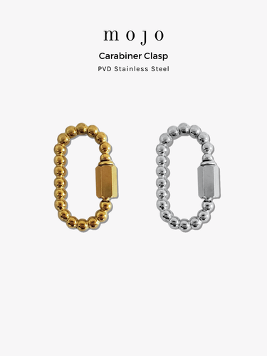 Cameron Necklace Carabiner, PVD Gold Silver Stainless Steel