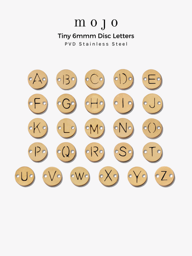 Becky Tiny Gold Disc Letter Bracelet Connector, PVD Stainless Steel