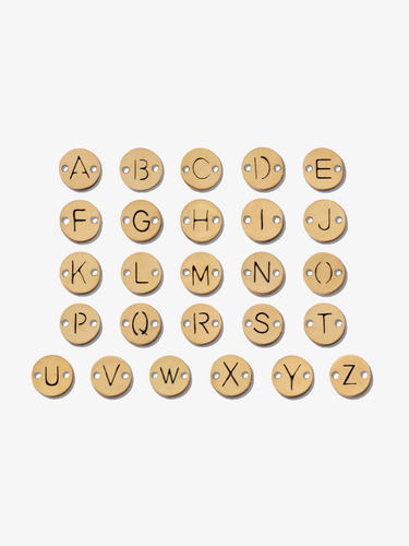Becky Tiny Gold Disc Letter Bracelet Connector, PVD Stainless Steel