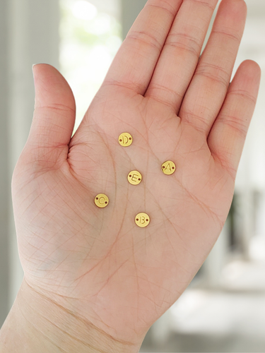 Becky Tiny Gold Disc Letter Necklace Connector, PVD Stainless Steel