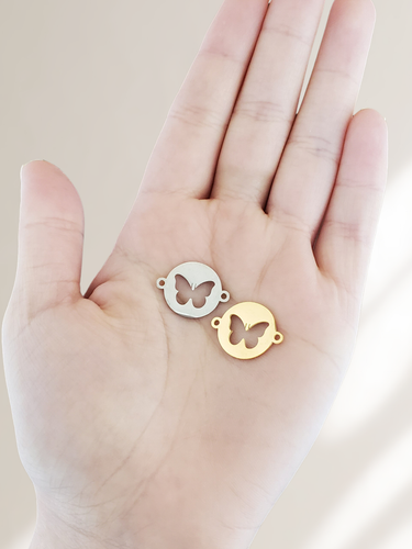 Brenna Butterfly Bracelet Connector Disc, PVD Stainless Steel