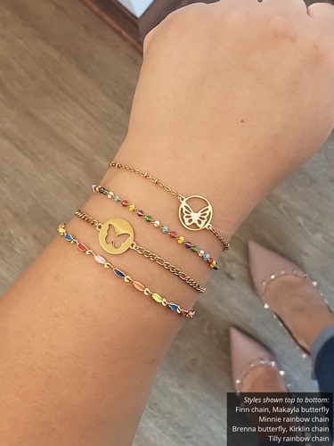 Brenna Butterfly Bracelet Connector Disc, PVD Stainless Steel