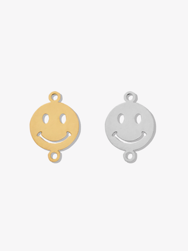Nyla Smiley Face Bracelet Connector, PVD Stainless Steel