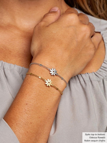 Odessa Flower Bracelet Connector, PVD Stainless Steel