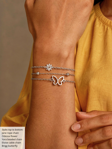 Odessa Flower Bracelet Connector, PVD Stainless Steel