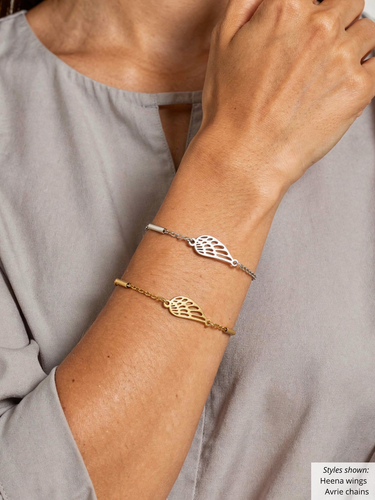 Heena Wing Bracelet Connector, PVD Stainless Steel