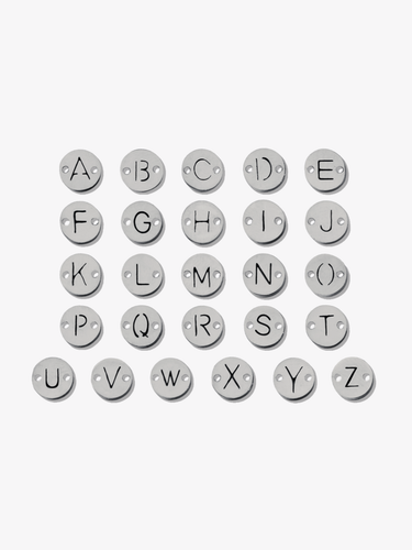 Becky Tiny Disc Letter Bracelet Connector, Stainless Steel