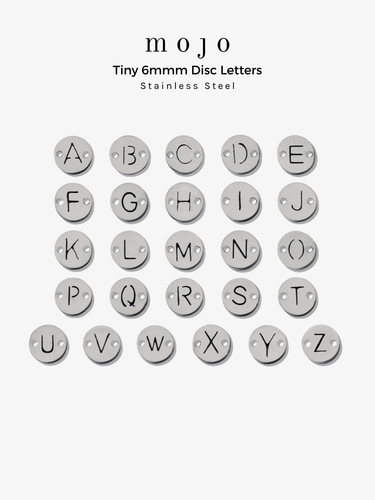 Becky Tiny Disc Letter Bracelet Connector, Stainless Steel