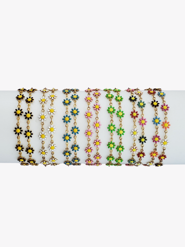Sable Unfinished Daisy Bracelet Chain, PVD Stainless Steel 9 Color Options