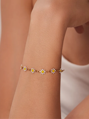 Sable Unfinished Daisy Bracelet Chain, PVD Stainless Steel 9 Color Options