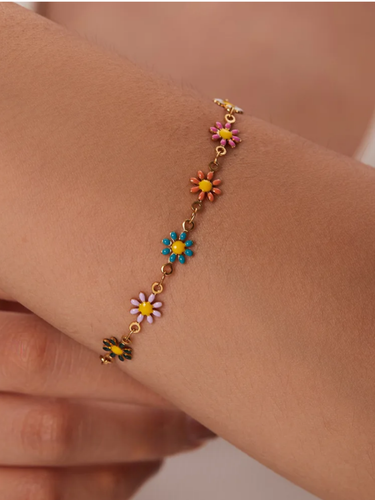 Sable Unfinished Daisy Bracelet Chain, PVD Stainless Steel 9 Color Options