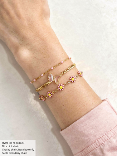 Sable Unfinished Daisy Bracelet Chain, PVD Stainless Steel 9 Color Options