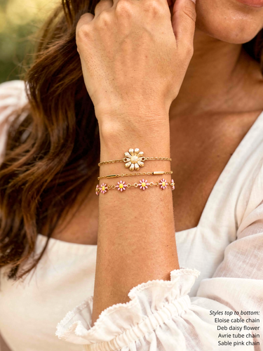 Sable Unfinished Daisy Bracelet Chain, PVD Stainless Steel 9 Color Options