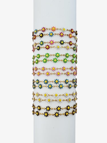 Sable Unfinished Daisy Necklace Chain, PVD Stainless Steel 9 Color Options