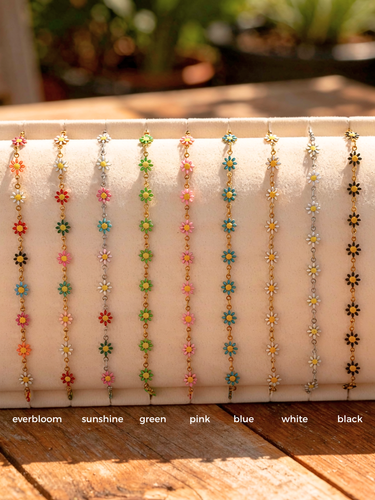 Sable Unfinished Daisy Necklace Chain, PVD Stainless Steel 9 Color Options