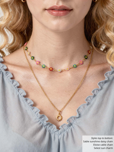 Sable Unfinished Daisy Necklace Chain, PVD Stainless Steel 9 Color Options