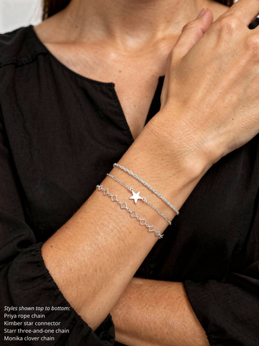 Monika Unfinished Clover Bracelet Chain, 14K Gold Filled And 925 Sterling Silver