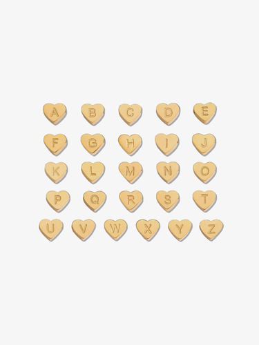 Carsen Gold Heart Initial Bracelet Beads, PVD Stainless Steel