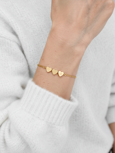 Carsen Gold Heart Initial Bracelet Beads, PVD Stainless Steel