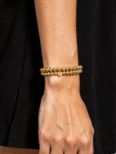 Carsen Gold Heart Initial Bracelet Beads, PVD Stainless Steel