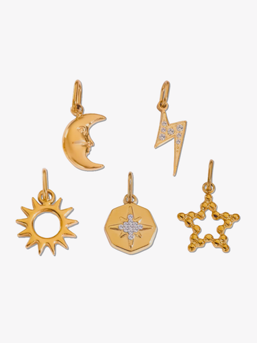 Selest Gold Sun Moon Star Necklace Pendants, PVD Stainless Steel