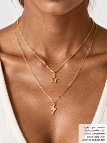 Selest Gold Sun Moon Star Necklace Pendants, PVD Stainless Steel