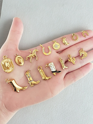 Gold Cowgirl Necklace Pendant Collection, 15 Styles PVD Stainless Steel