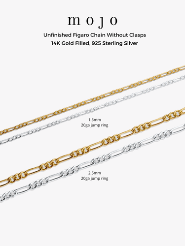 Unfinished Figaro Necklace Chain 2 Sizes, 14k Gold Filled And 925 Sterling Silver