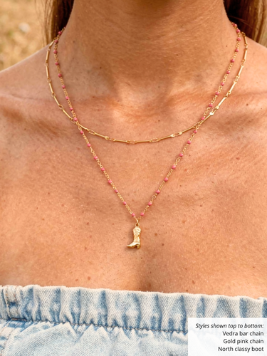 Eliza Unfinished Necklace Chain, PVD Stainless Steel Enamel, Orange Green Pink Blue Gray