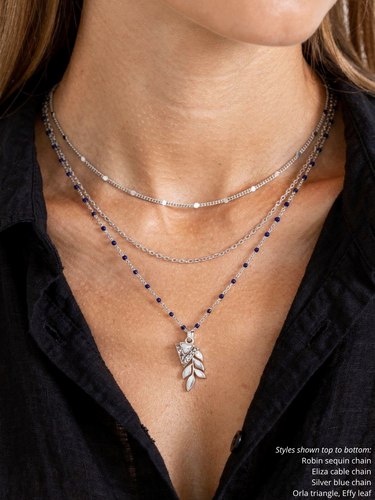 Eliza Unfinished Necklace Chain, PVD Stainless Steel Enamel, Orange Green Pink Blue Gray