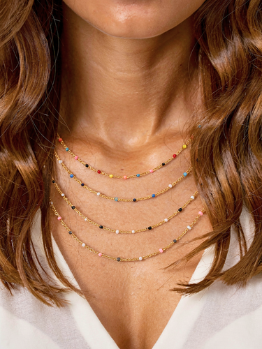 Eliza Colorful Unfinished Necklace Chain Collection, PVD Stainless Steel 4 Color Options