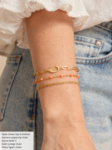 Eliza Unfinished Bracelet Chain, PVD Stainless Steel Enamel, Orange Green Pink Blue Gray