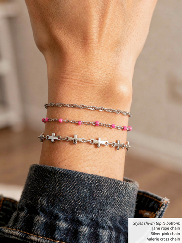 Eliza Unfinished Bracelet Chain, PVD Stainless Steel Enamel, Orange Green Pink Blue Gray