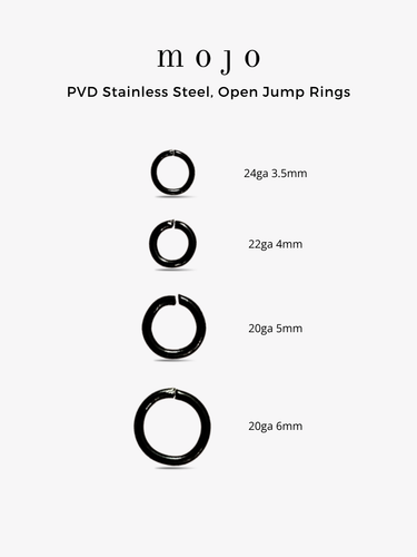 Kacy Black Jump Rings, 20ga 22ga 24ga