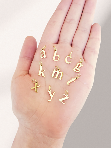 Laura Gold Lowercase Necklace Pendant, PVD Stainless Steel