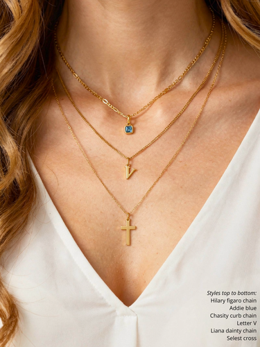 Laura Gold Lowercase Necklace Pendant, PVD Stainless Steel
