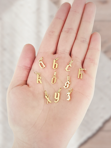 Kathryn Gothic Letter Necklace Pendant, PVD Stainless Steel