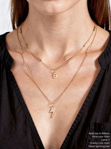 Kathryn Gothic Letter Necklace Pendant, PVD Stainless Steel