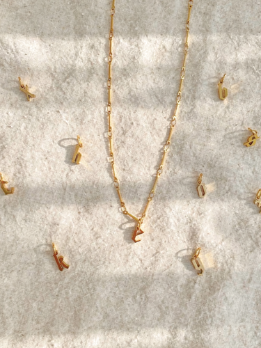 Kathryn Gothic Letter Necklace Pendant, PVD Stainless Steel