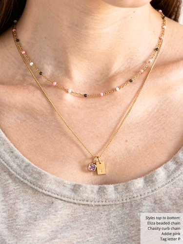 Naomie Gold Letter Necklace Pendant, PVD Stainless Steel