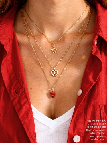 Gold Pretzel Necklace Pendant, PVD Stainless Steel