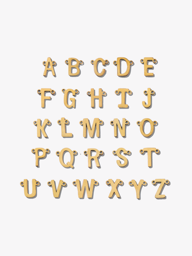 Misty Gold Horizontal Letter Necklace Connector, PVD Stainless Steel