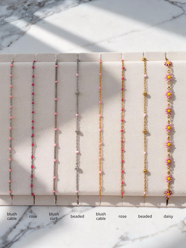 Pink Unfinished PVD Stainless Steel Chain Collection,  8 Style Options