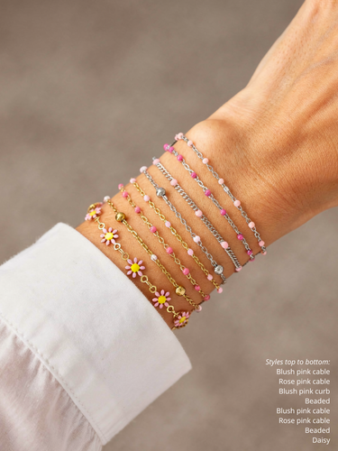 Pink Unfinished PVD Stainless Steel Bracelet Chain Collection,  8 Style Options