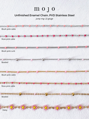 Pink Unfinished PVD Stainless Steel Bracelet Chain Collection,  8 Style Options