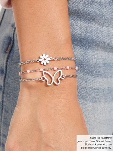 Pink Unfinished PVD Stainless Steel Bracelet Chain Collection,  8 Style Options